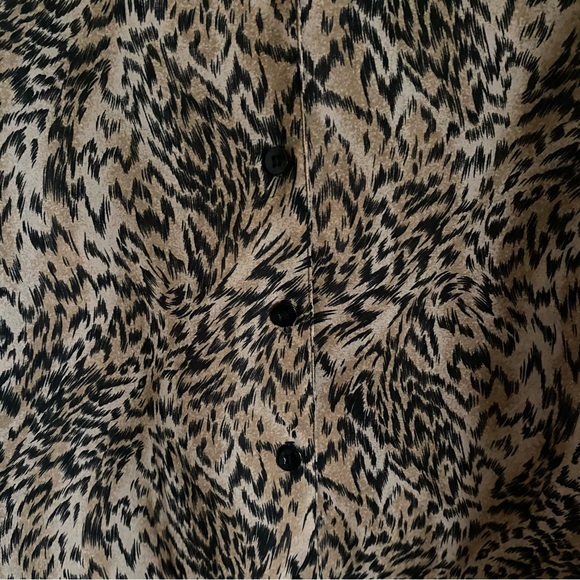 Vintage 90s Northern Reflections Brown/Black Animal Print Button Up Top - Picture 3 of 4